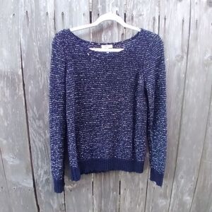 Joie size XS knit sweater crew neck long sleeve navy blue textured